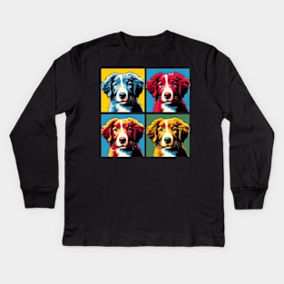 Pop Retro Nova Scotia Duck Tolling Retriever Art - Cute Puppy Kids Long Sleeve T-Shirt